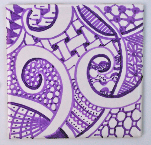 purple zen doodle coaster design