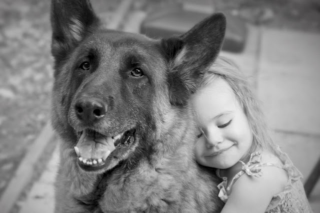 child loves dog