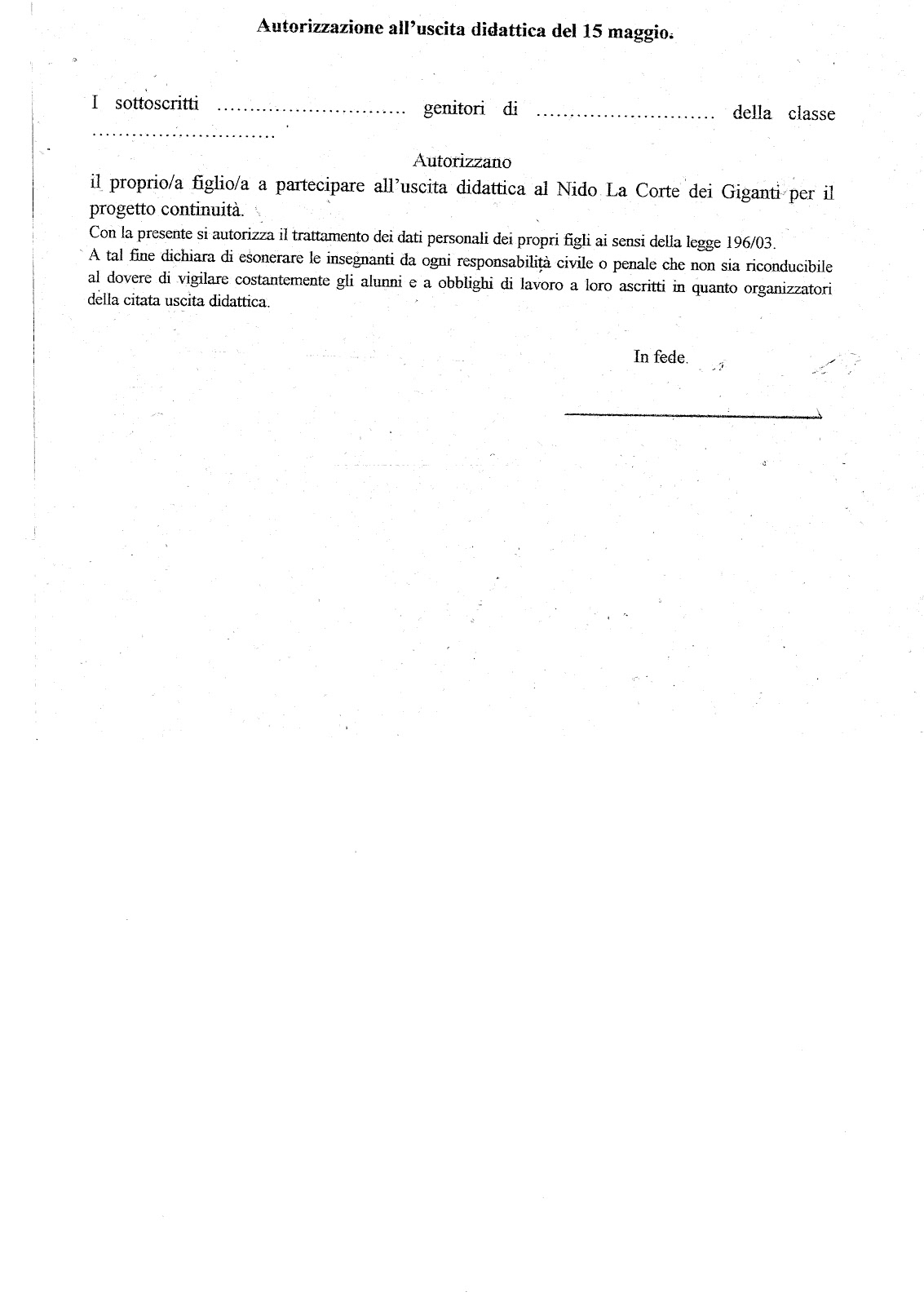 Autorizzazione Rilasciata Con Provv N Asilo Nido