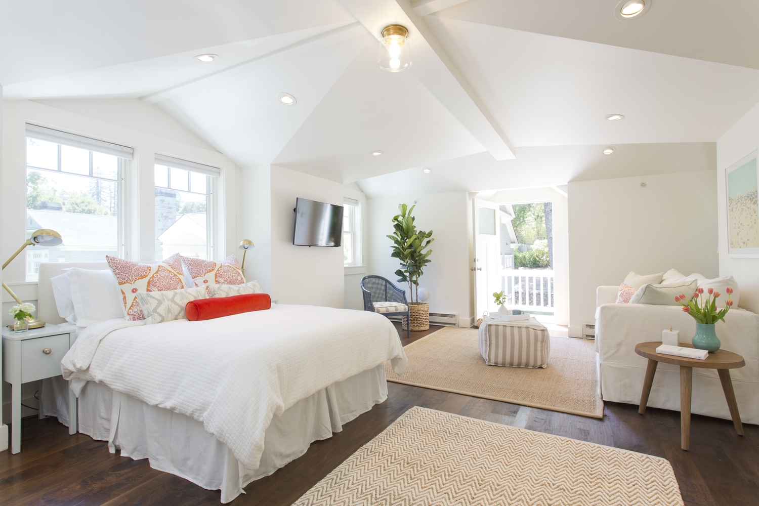 Cottage and Vine Beds In Front of Windows
