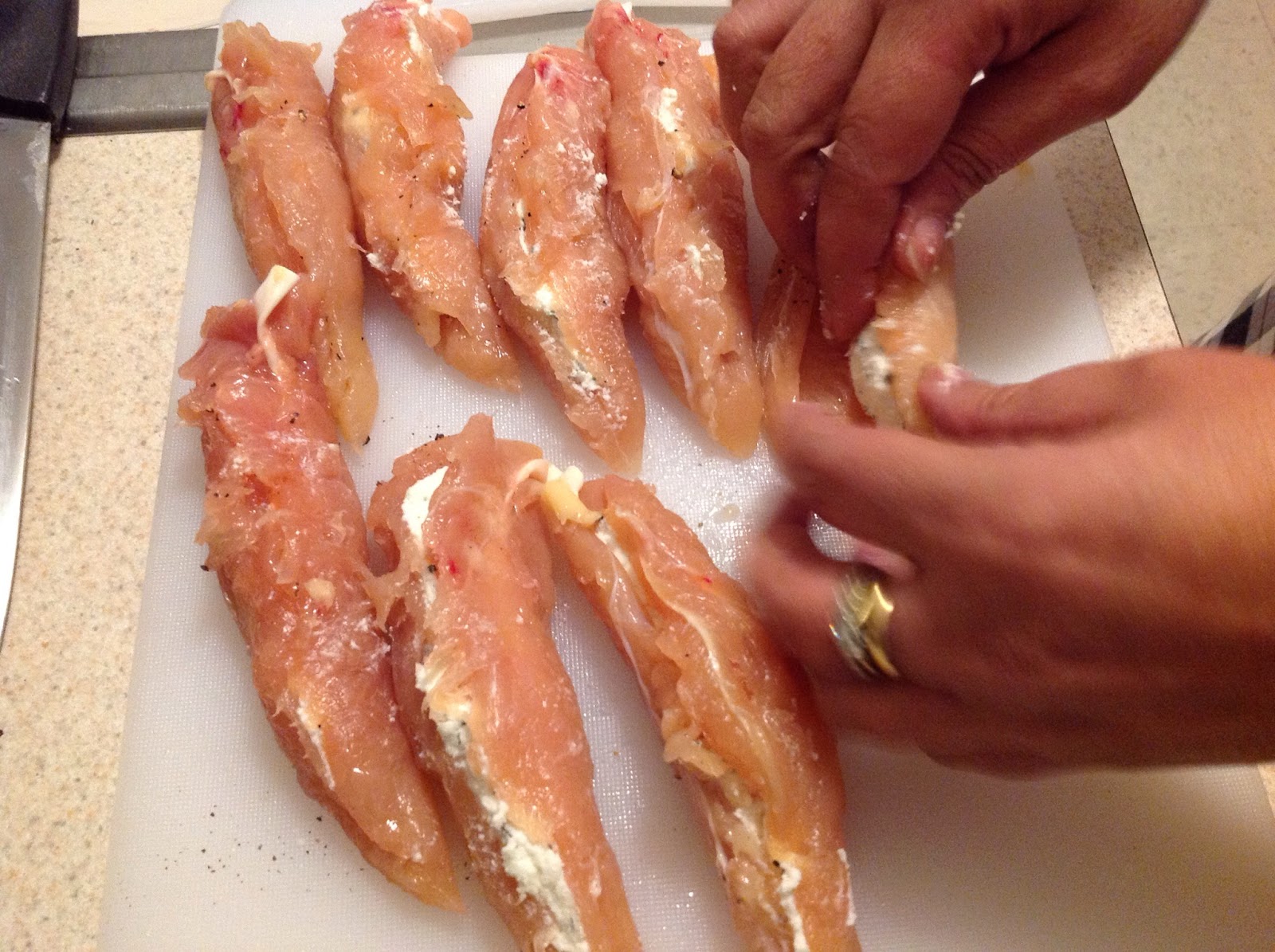 Home on my Range Chicken Tenders Stuffed with Goat Cheese