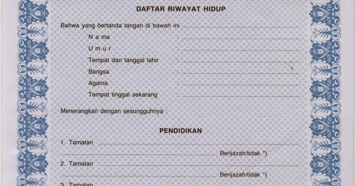 Contoh Daftar Riwayat Hidup Beli Di Fotocopy