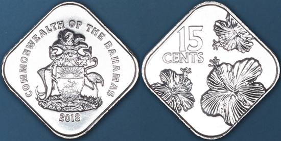World Coin News: Bahamas 15 cents 2018 - New design