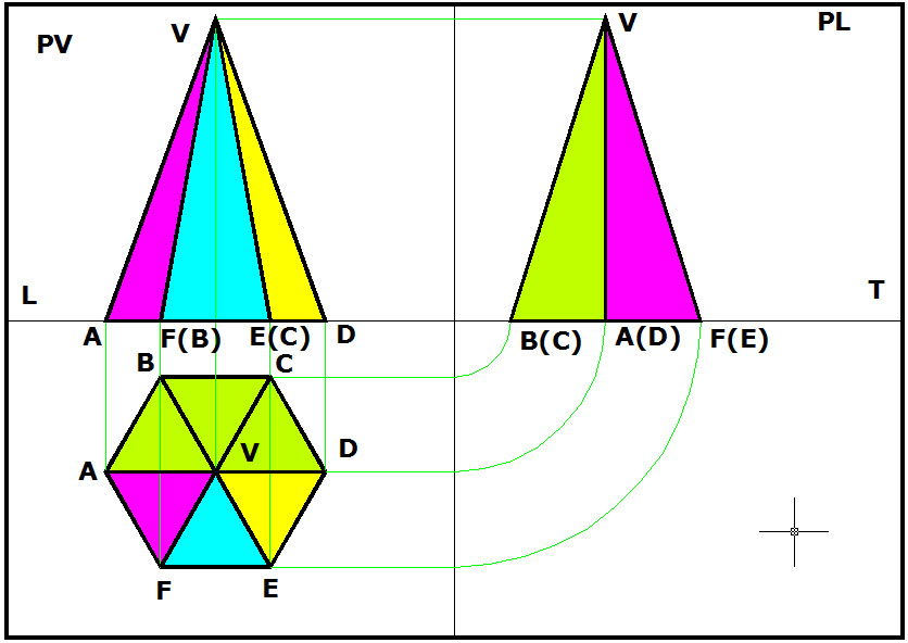 Proiezione Ortogonale Di Un Tronco Di Piramide A Base Esagonale Disegno: PIRAMIDE A BASE ESAGONALE