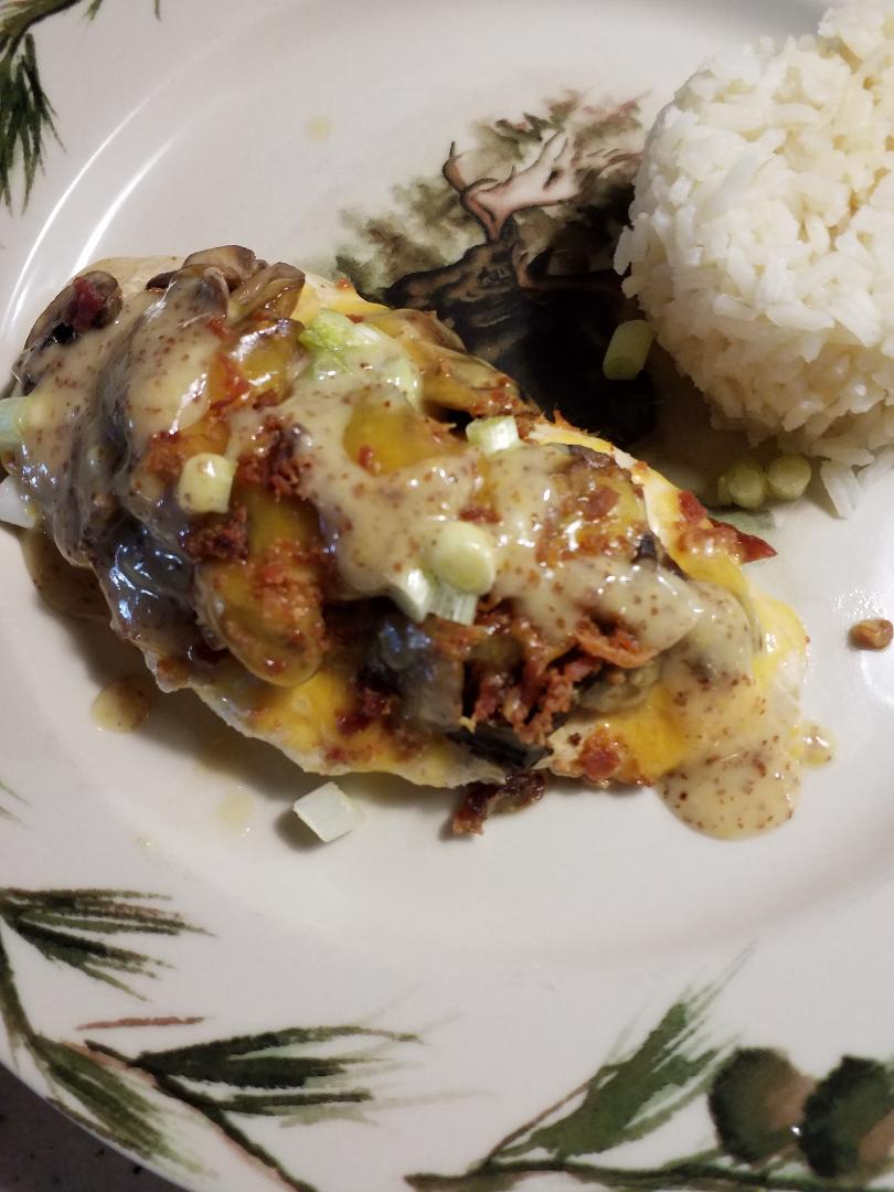 THE FOOD OF LOVE Cheesy Bacon Chicken with Honey Mustard Drizzle (a la