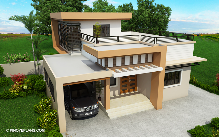 Double Story Roof Deck House Plan