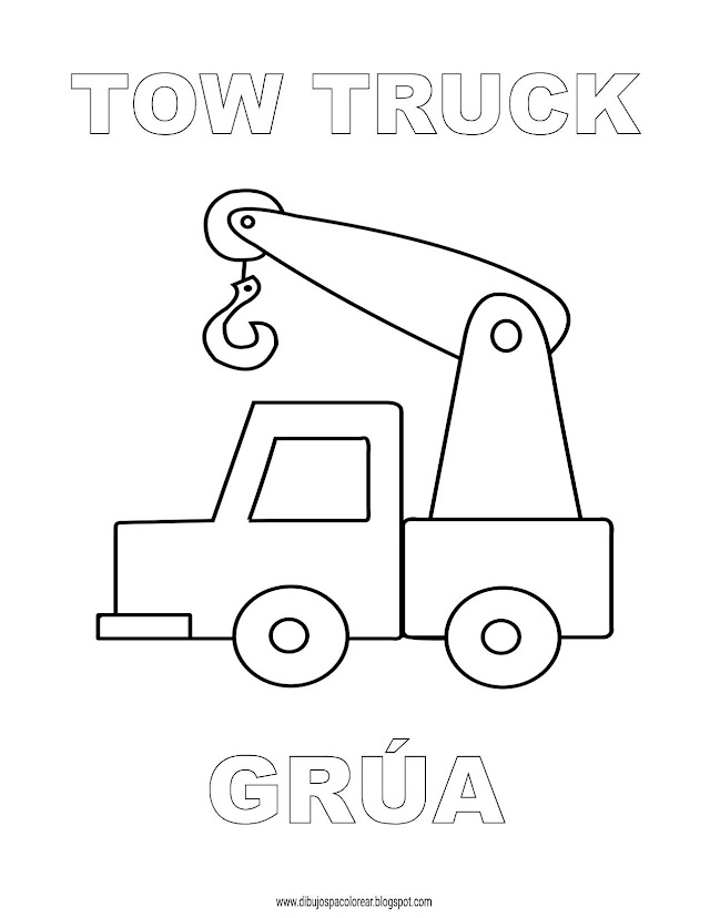 Dibujos Inglés - Español con G: Grúa - Tow Truck