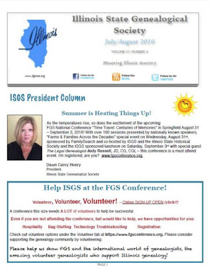 ISGS July/August 2016 Newsletter Now Available!