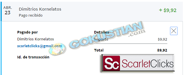 Scarlet Clicks 5° Pago por Paypal