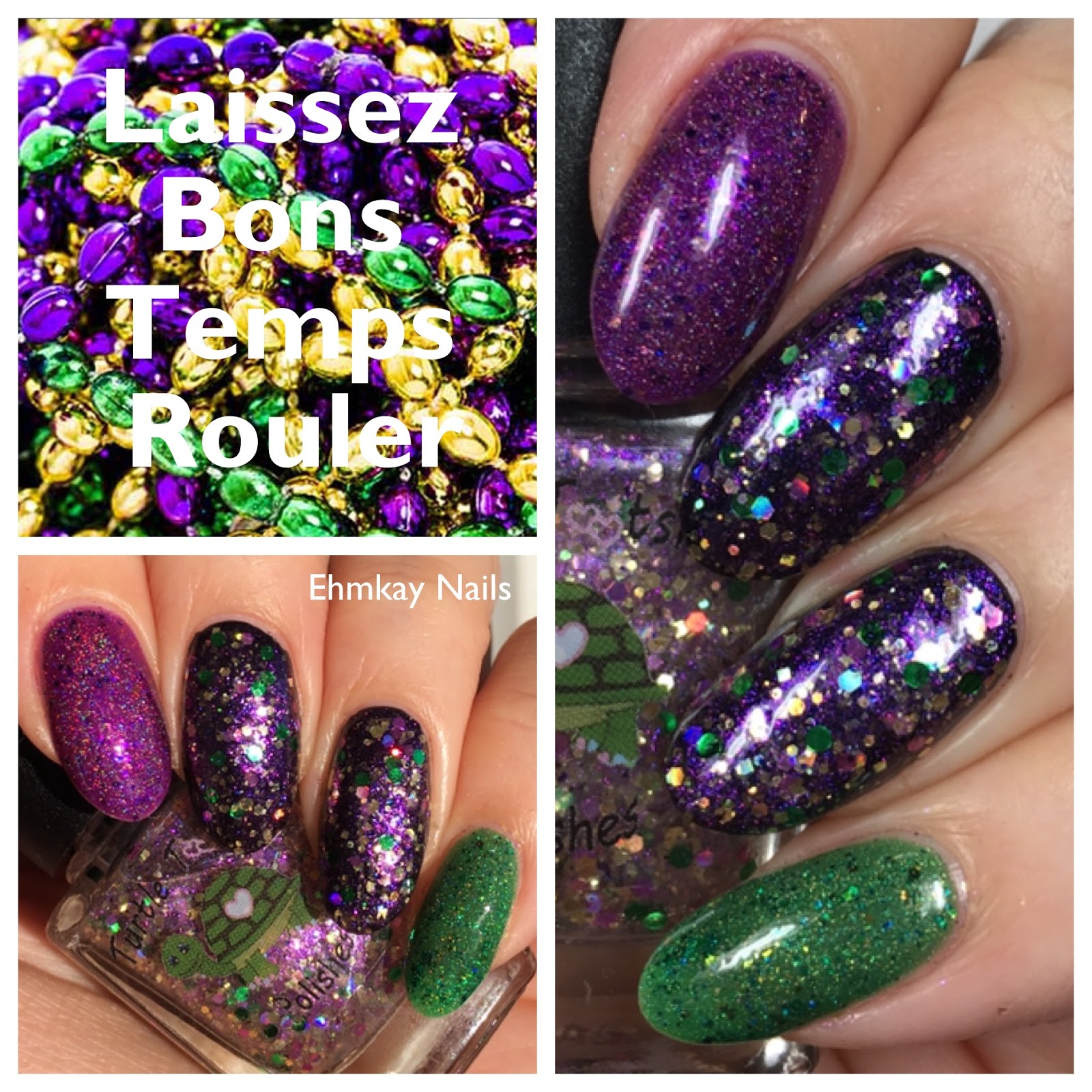 ehmkay nails Mardi Gras Nail Art