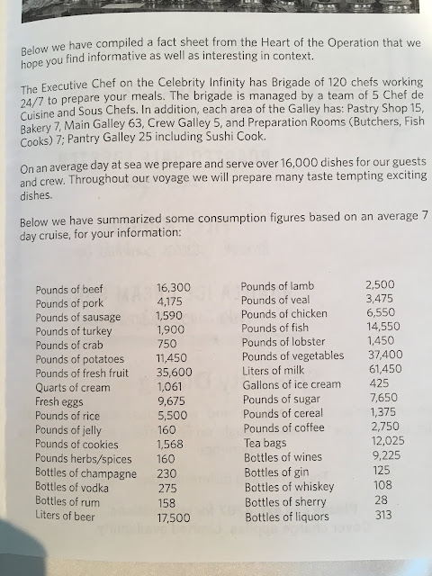Celebrity Cruises main dining room menu