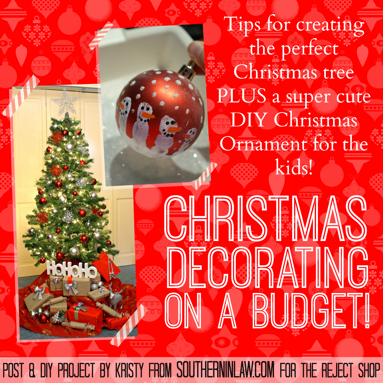 Christmas Decorating on a Budget plus an Easy DIY Christmas Ornament for Kids - Snowman Handprint Ornament