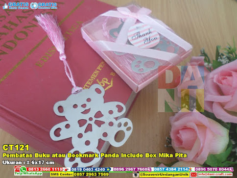 Pembatas Buku Atau Bookmark Panda Include Box Mika Pita