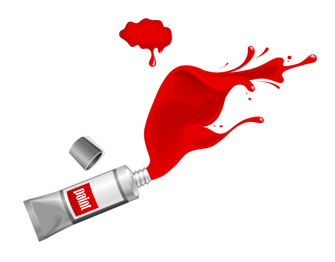 Free Vector がらくた素材庫 赤い絵の具チューブ Red Ink Paint Splash イラスト素材