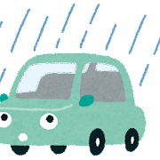 雨の日の運転のイラスト