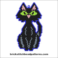 Click to view the Black Alley Cat Halloween brick stitch bead pattern charts.
