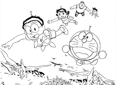 Sketsa Mewarnai Doraemon Kawan Dunia Putra Putri Permainan Dora