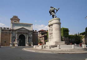 Porta Pia and the monument to the Bersaglieri in Rome