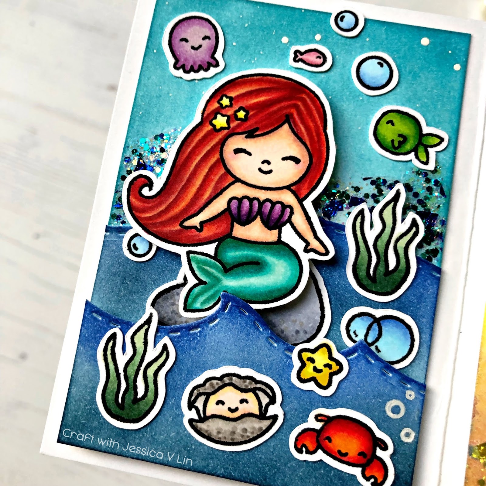Little-Mermaid-Copic-Twist-Pop-Card_WM.jpg-VersaFine Clair Memory Keeping