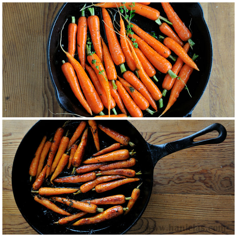 Haniela's Honey Glazed Roasted Carrots and How to Season Cast Iron Pan