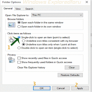 How to Open any item by single click in Windows 10
