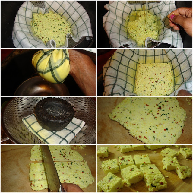 images of How To Make Flavoured Paneer / Spiced Home Made Paneer / Flavored Paneer Recipe / Flavored Cottage Cheese
