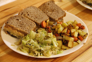 Reuben sandwiches, cabbage, roasted root veggies Reuben sandwiches, cabbage, roasted root veggies