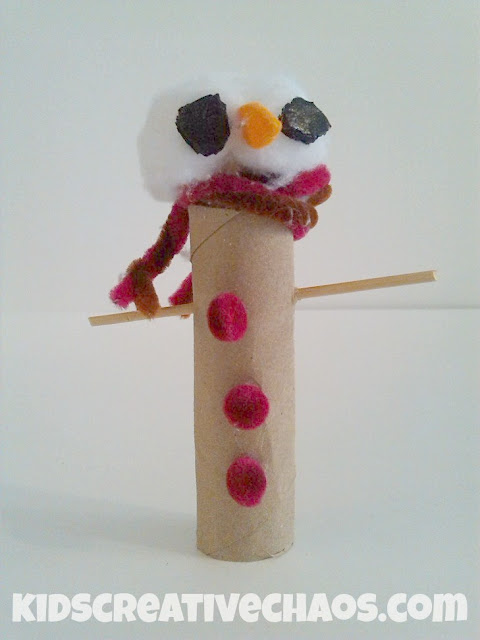Cardboard Toilet Roll Snowman Craft with Scarf