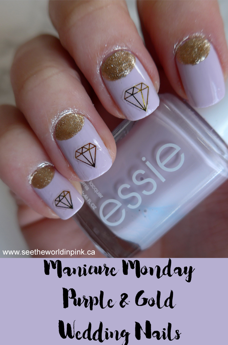 Manicure Monday - Purple and Gold Diamond Wedding Nails 