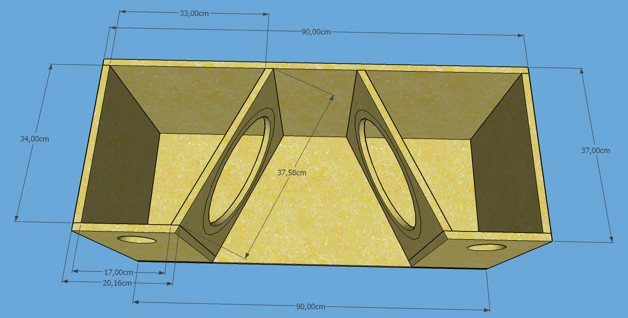 AUDIOCAR PY Caja Bandpass Manifold para Pioneer 310S4/311D4 con medidas