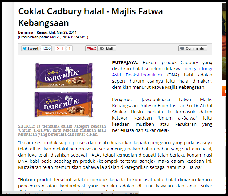 Cadbury HALAL! disahkan tidak mengandungi DNA Babi - Blog 