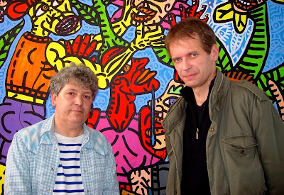 Robert Combas and Klaus Guingand - 2008 - Paris - France.  Robert Combas studio