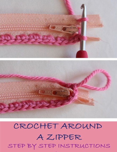 Crochet Around a Zipper - Tutorial