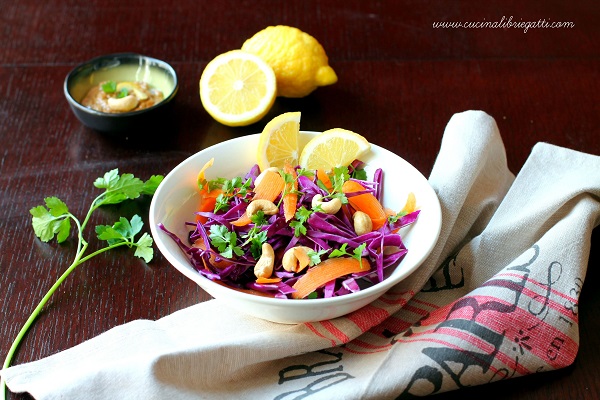 insalata cavolo rosso salsa arachidi