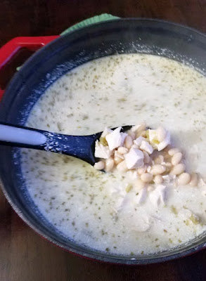 pot of creamy white chicken chili