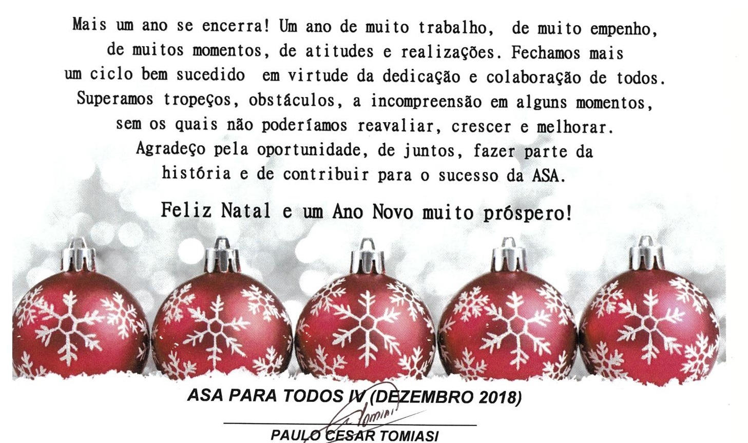 ASA Presidente Prudente: Feliz Natal e um próspero Ano Novo