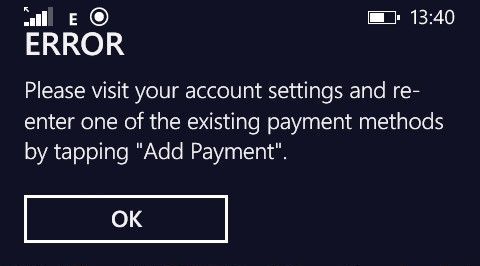  Ride Booking Error Please visit your account settings and re-enter one of the existing payment methods by tapping Add Payment