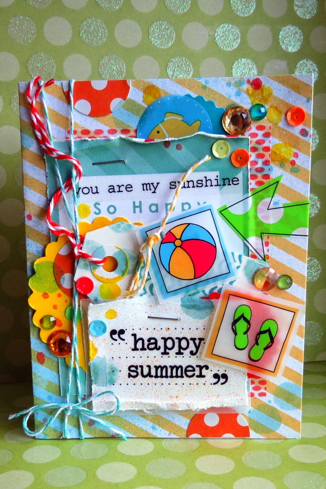 SRM Stickers Blog - Happy Summer {Card} by Shannon - #card #summer #stickers #sentiments #punched pieces #twine