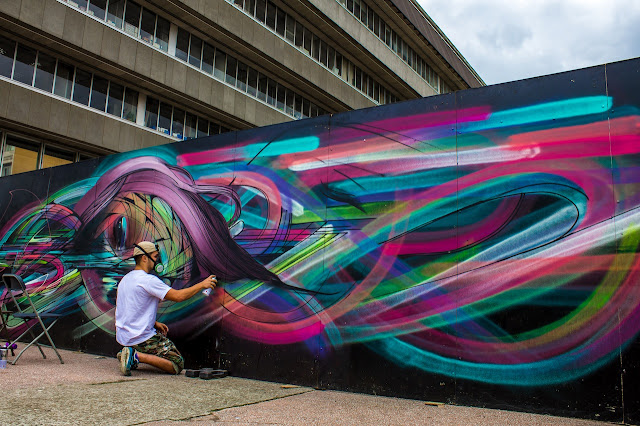 French Street Artist Hopare In Cergy, France For The Cergy Soit Street Art Festival. 5