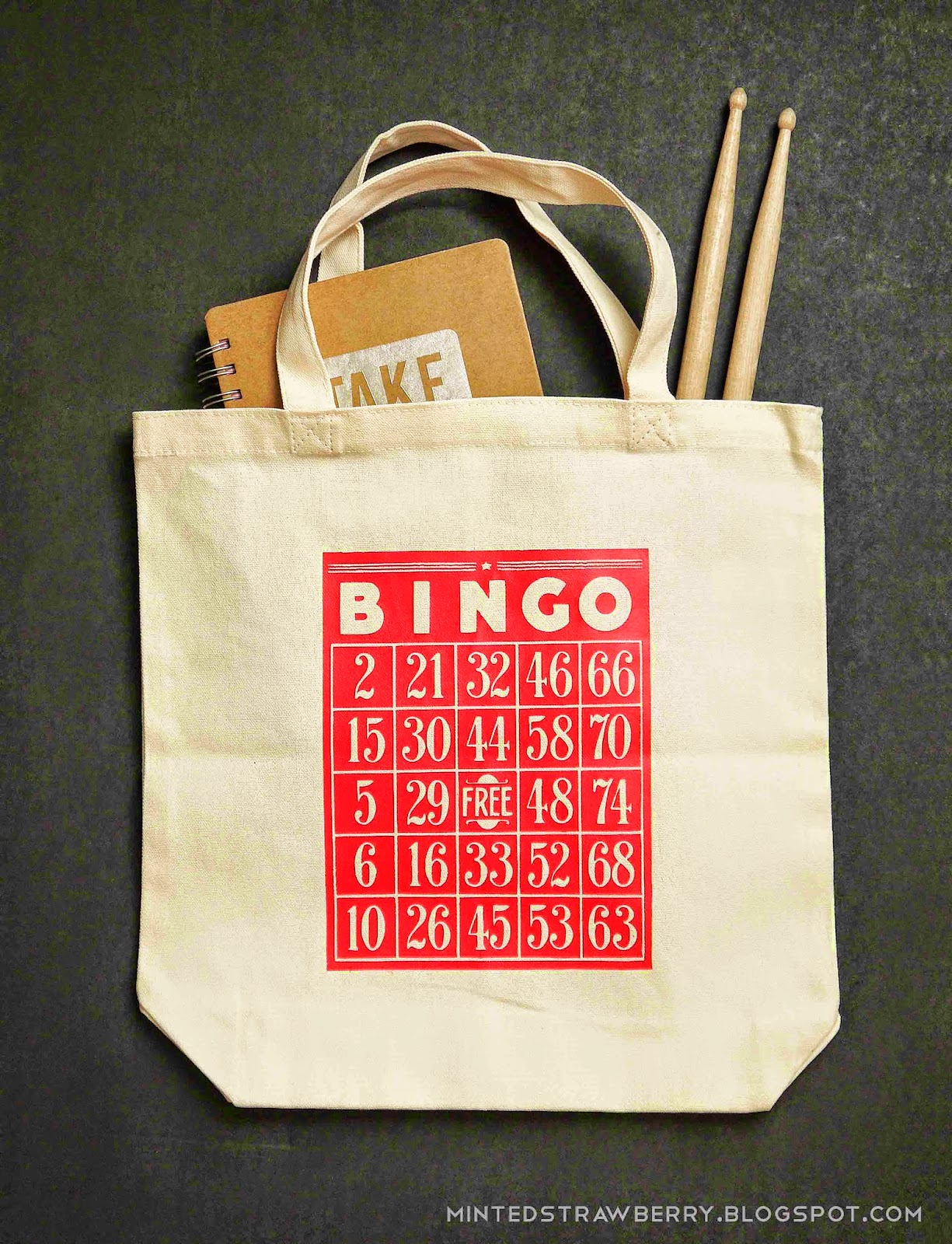 Handmade Holiday Presents: DIY Bingo Tote Bag - Minted Strawberry