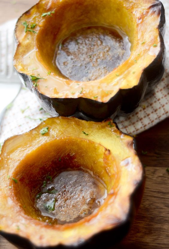 Baked Acorn Squash with Brown Sugar and Butter is my favorite way to have squash. The squash gets baked in an oven until it’s fork tender, and a brown sugar maple butter gets smeared all over the squash. Then you bake the squash in the oven for about an hour at 400 degrees. When