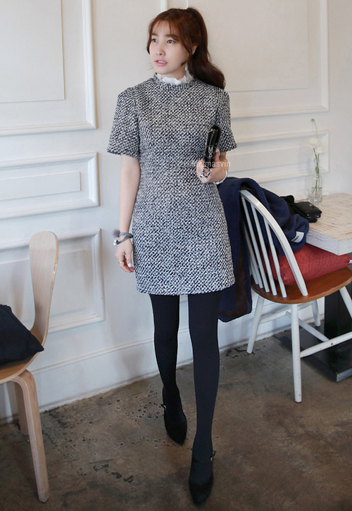 [Miamasvin] Short Sleeve Tweed Dress | KSTYLICK - Latest Korean Fashion ...