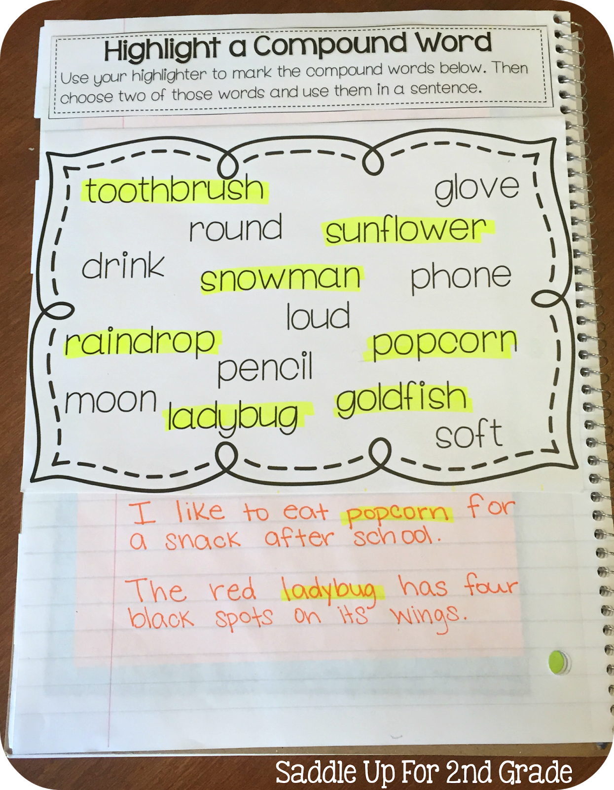 Compound Word Journal Prompts by Saddle Up For 2nd Grade