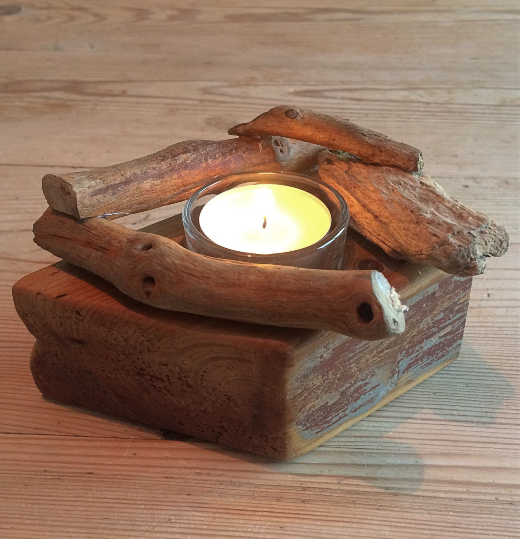Driftwood Votive Tea Light Candle Holder