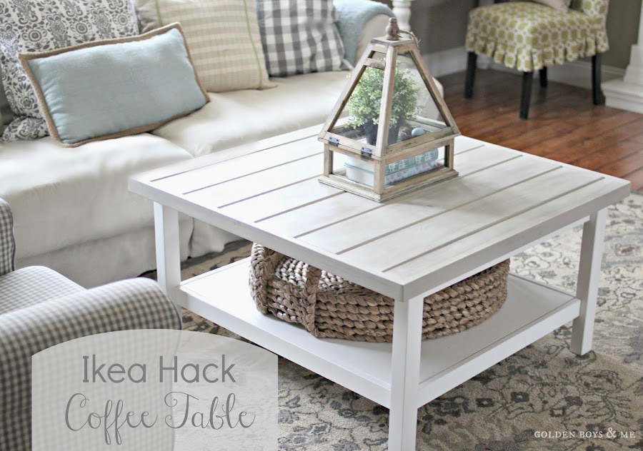 Ikea Hack hemnes coffee table with planked top - www.goldenboysandme.com