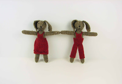 bunny rabbit toy stuffed animal knit brown red dress overalls heart valentines