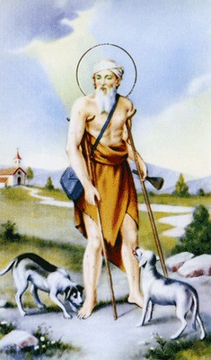 San Lázaro Dibujo de San Lázaro junto a 2 perros