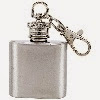 Image: Stainless Steel KEY CHAIN ring Mini drinking Flask 1oz