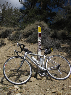 Bicycle at the 10,000-foot elevation marker, White Mountain Road, Eastern Sierras, California