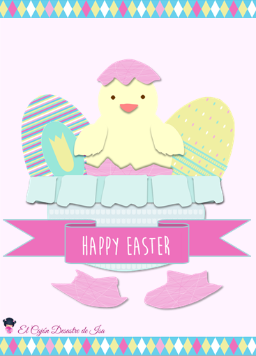 Happy Easter eggs and Little chicken greeting card